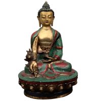Medizin Buddha Figur aus Bronze, Tibet