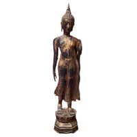 Walking Buddha Bronze Figur aus Thailand - 116cm