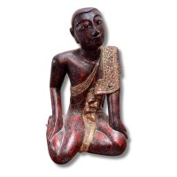 Sariputta Mönch Figur Holz (51cm) Burma Skulptur