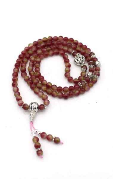 Meditationskette Mala aus Achat Perlen - Gebetskette