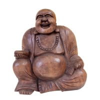 Happy Buddha Figur Holz (22cm) Glücksbuddha