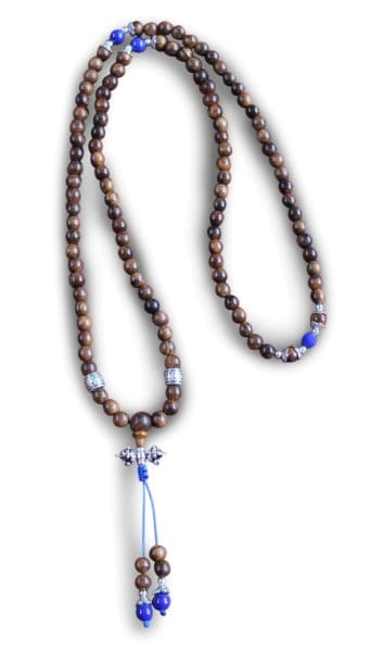 Buddhistische Halskette Mala, Rosenholz, mit Dorje