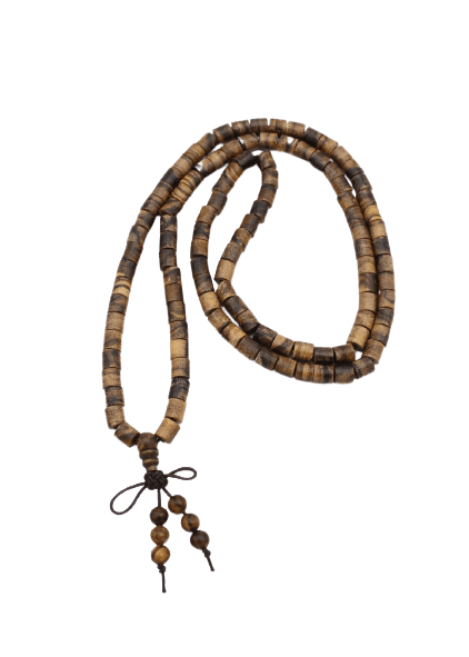 Mala Meditationskette aus Tamarindenholz mit Endlosknoten