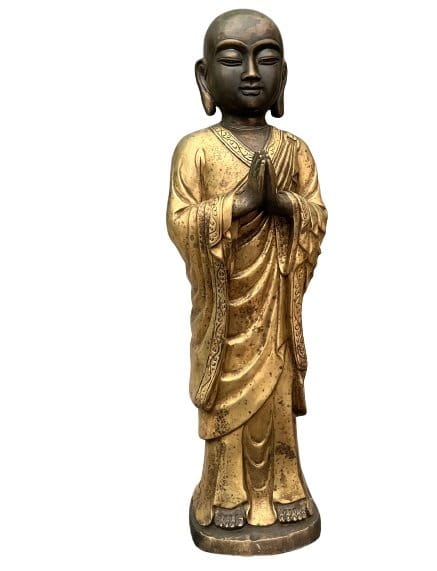Begleiter Buddha Mönch Ananda Skulptur Bronze