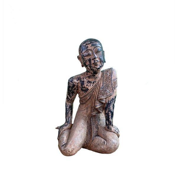 Schüler Buddhas Sariputta (75cm) Mönch Holz Figur
