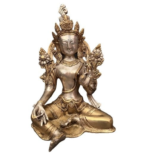 Grüne Tara Buddha Figur aus Bronze, Nepal