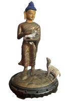 Siddharta Buddha Figur mit Lamm (32cm) Bronze Statue