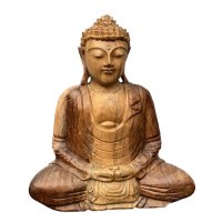 Buddha Figur Holz Skulptur Meditation