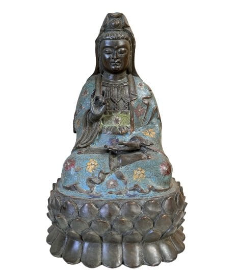 Cloisonne Kwan-Yin Buddha Figur, Bronze