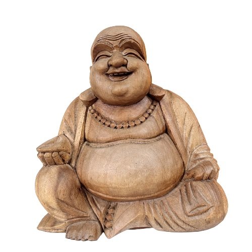 Happy Buddha Figur Holz (32cm) Glücksbuddha