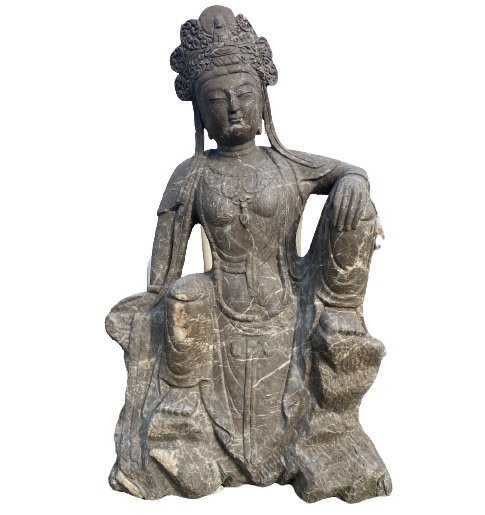 Große Kwan-Yin Buddha Statue aus Marmor Stein