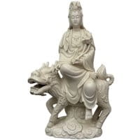 Buddha Figur China Dehua Porzellan auf Drachen