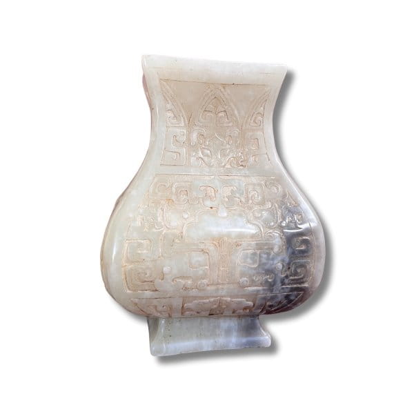 Weiße Jade Vase China mit Ornamenten verziert