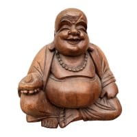 Reichtum Buddha Figur Holz - Glücksbuddha 32cm groß