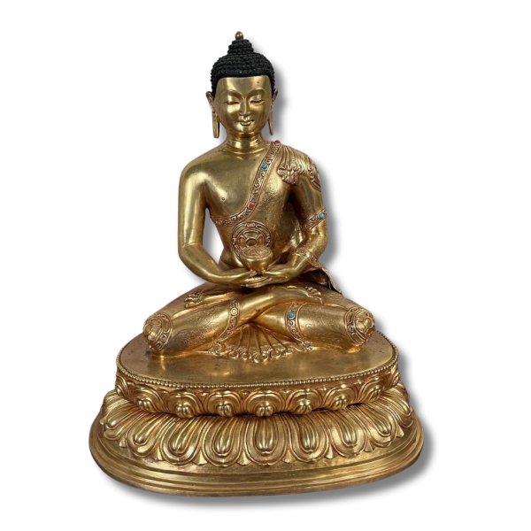 Amitabha Buddha Bronze Figur (28cm) 24 K feuervergoldet