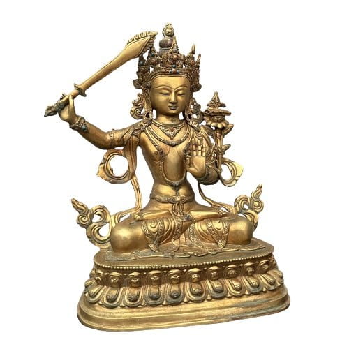 Manjushri Buddha Figur aus Nepal - vergoldet