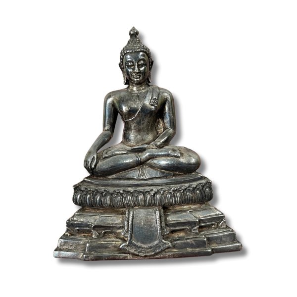Alte Siddharta Buddha Figur (24cm) aus Nachlass Silber ummantelt