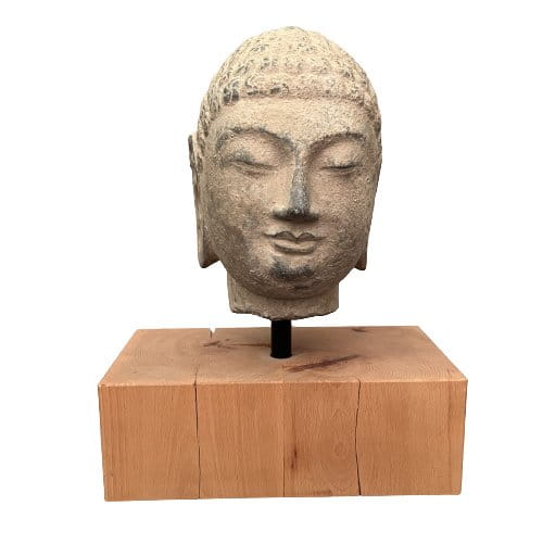 Buddha Kopf Skulptur (40cm) Naturstein Siddharta Gautama