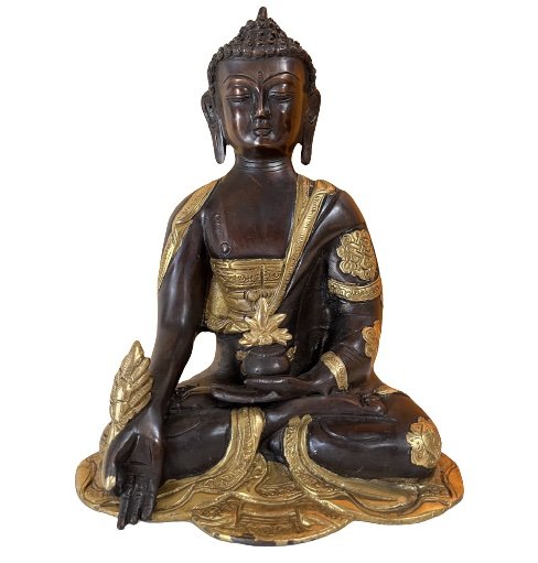 Medizin Buddha Figur aus Bronze, Nepal