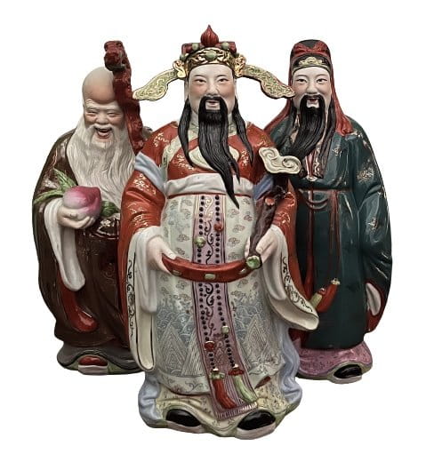 Fu, Lu, Shou Porzellan Figuren - China - 51cm groß