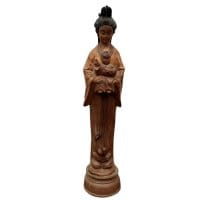 Buddha Figur Holz Guanyin Burma Skulptur