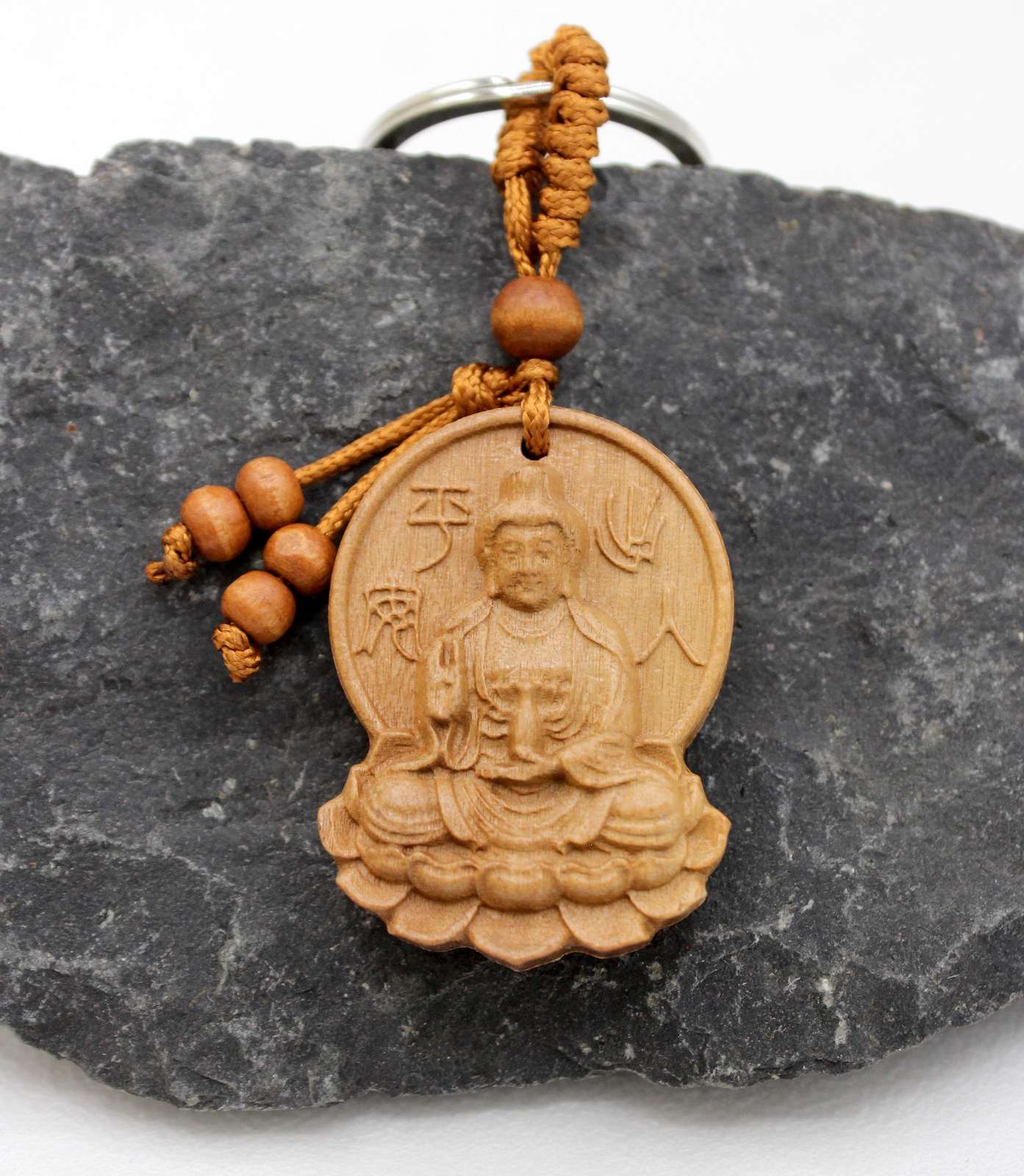 Guanyin Buddha Anhänger Holz Buddhismus Schlüsselanhänger AsienLifeStyle 11cm 