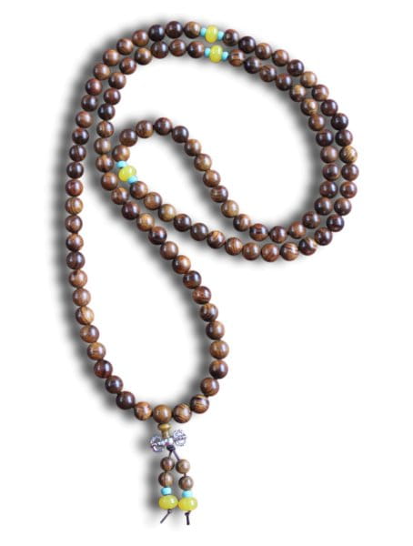 Buddhistische Halskette Mala, Rosenholz, mit Dorje