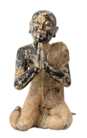 Namaskar Mudra Mönch Figur (78cm) Sariputta Holz Statue