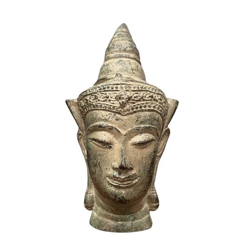 Buddha Kopf aus Burma (13cm) Shakyamuni Bronze Skulptur