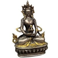 Buddha Figur Bronze Amitayus Tibet Silber
