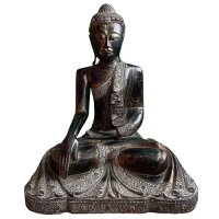 Holz Buddha sitzend Thailand Skulptur 90cm groß