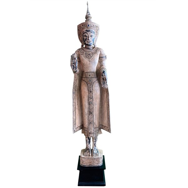 Große Holz Buddha Statue (194cm) Burma Figur - gekrönt