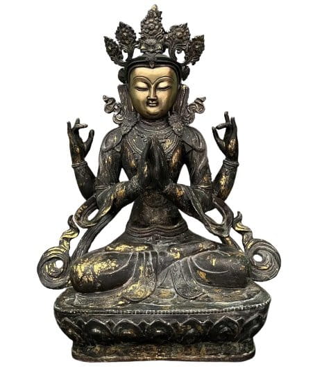 Chenrezig Avalokiteshvara Bronze Figur Tibet