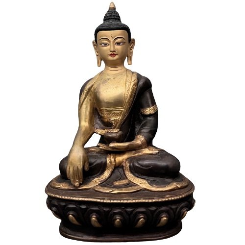 Buddha Figur Bronze Tibet feuervergoldet