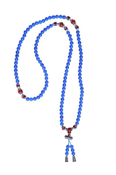 Buddhistische Halskette Mala, blauer Achat