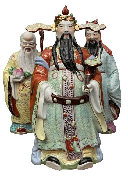 Fu, Lu, Shou Porzellan Figuren - China