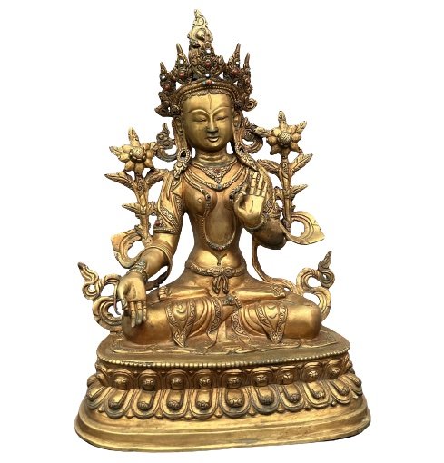 Vergoldete Weiße Tara Buddha Figur (33cm) Bronze