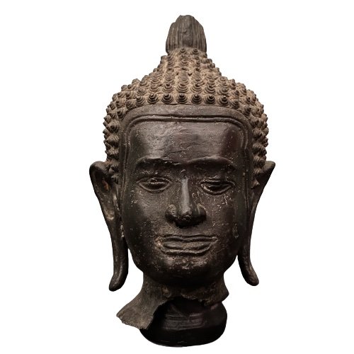 Buddha Kopf aus Burma (21,5cm) Shakyamuni Bronze Skulptur